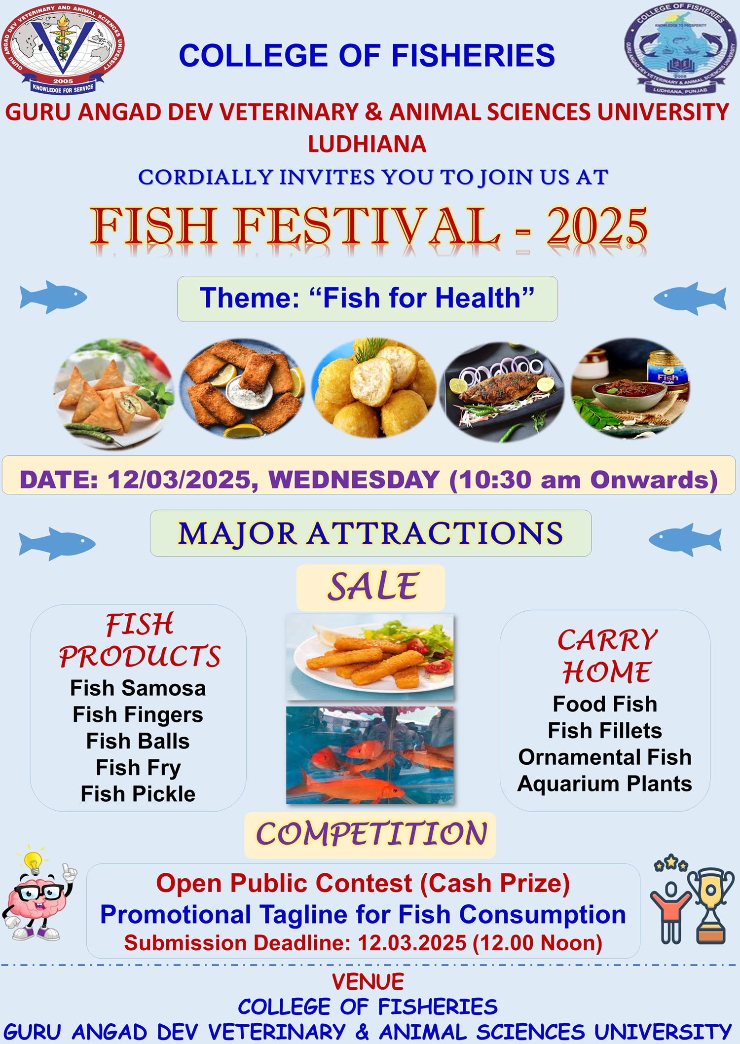 Vet Varsity Organizing Fish Festival on 12th March, 2025